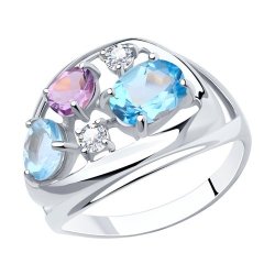 Кольцо из серебра с миксом камней (Арт.94-310-00660-2)