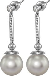 Серьги из серебра с жемчугом и кристаллом swarovski (Арт.aas-6-b-12-28-s)