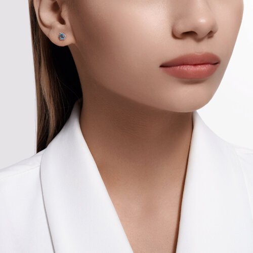 Серьги пусеты золотые пробы 585 с топазом (Арт.51-322-01744-5)