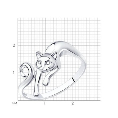 Кольцо серебряное с кошкой «Ночная Пантера» Соколов (арт.94012323)