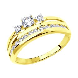 Кольцо из желтого золота с фианитами (Арт.018703-2)