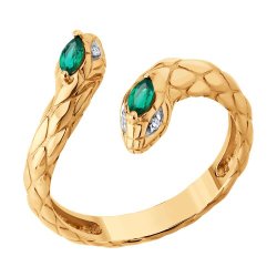 Кольцо золотое пробы 585 с изумрудом гидротермальным (Арт.71-00386)