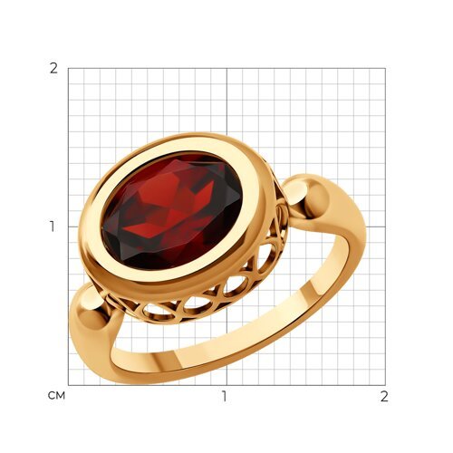 Кольцо золотое пробы 585 с гранатом (Арт.716394)