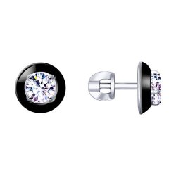Серьги из серебра с эмалью и фианитами (Арт.94023144)