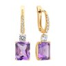 Серьги золотые пробы 585 с аметистом (Арт.729070)