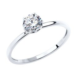 Кольцо из белого золота с фианитом (Арт.018804-3)