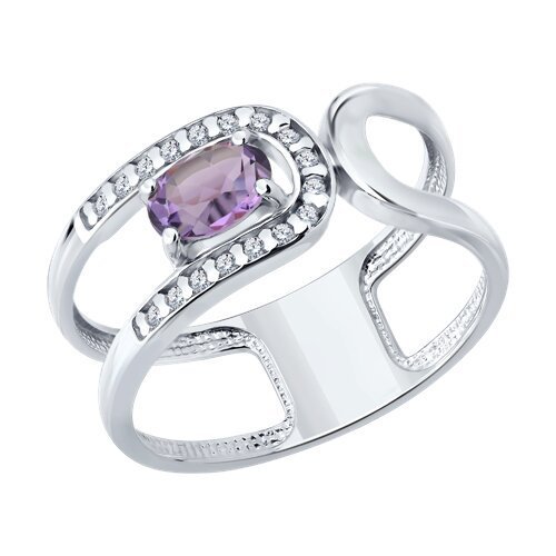 Кольцо из серебра с аметистом и фианитами (Арт.92014836)
