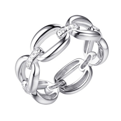 Кольцо серебряное с фианитами «Chain Elegance» Fresh Jewelry (арт.CZ-R02919-X-W-X-X-W)
