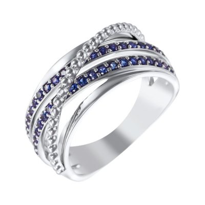 Кольцо из белого золота с сапфиром (Арт.22481r-0012_ko_glsa_wg)