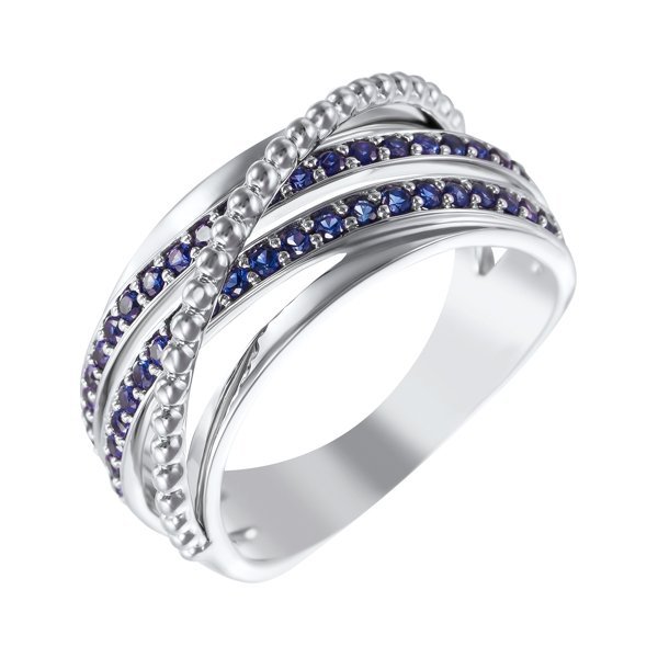 Кольцо из белого золота с сапфиром (Арт.22481r-0012_ko_glsa_wg)