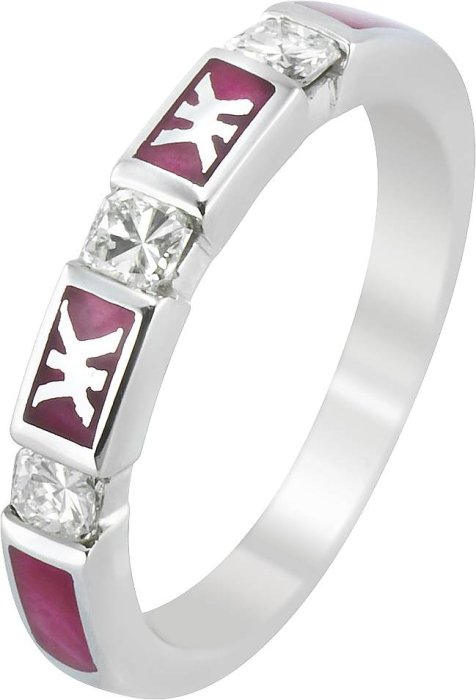 Кольцо из белого золота с бриллиантом и эмалью (Арт.dkl35tkl13)