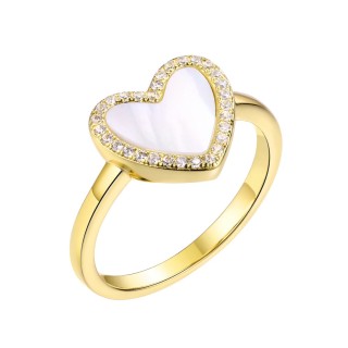 Кольцо серебряное с жемчугом и фианитами «Heart Shine» Fresh Jewelry (арт.PI-R03087-X-L-PN-X-W)