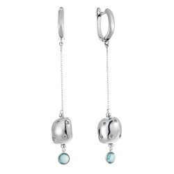 Серьги из серебра с куб. цирконием и ситаллом (Арт.rb-e366-4-x-w-ob26-x-w)