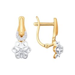 Серьги из комбинированного золота с бриллиантами (Арт.1020886)