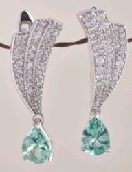 Серьги из серебра с апатитом и фианитом (Арт.sm-e747-1-x-w-bg-x-w)