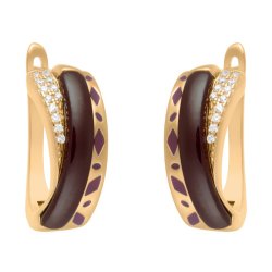 Серьги из серебра с керамикой и куб. цирконием (Арт.tc-e00681-br-g-x-br-w)