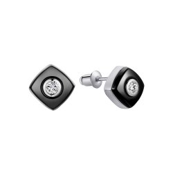 Серьги из серебра с керамикой и фианитом (Арт.tc-e01144-b-w-w-x-x)