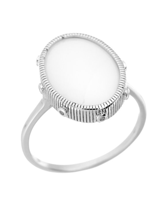 Кольцо из серебра с керамикой и куб. цирконием (Арт.tc-r01266-w-w-x-x-w)