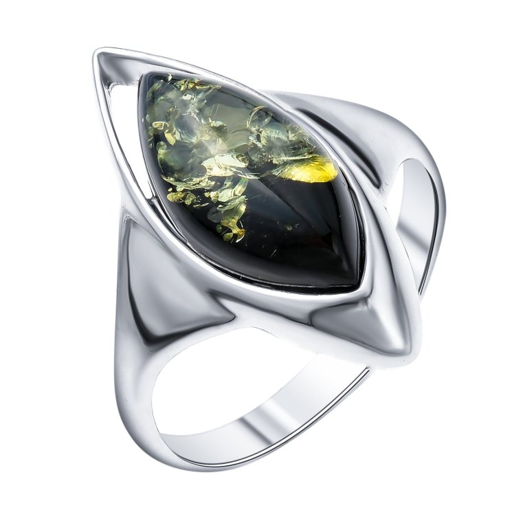 Кольцо из серебра с янтарём зелёным Darvin 920011007aa