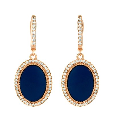 Серьги с керамикой и фианитами «Вечерний овал» Fresh Jewelry (арт.TM-E00746-Вl-G-X-X-W)