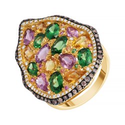 Кольцо из золота с бриллиантом и сапфиром (Арт.hf04524r-ypsgg_dn_sm_ct_tv_yg)