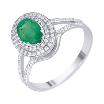 Кольцо из белого золота с бриллиантом и изумрудом (Арт.khae_1002_ko_em_wg)