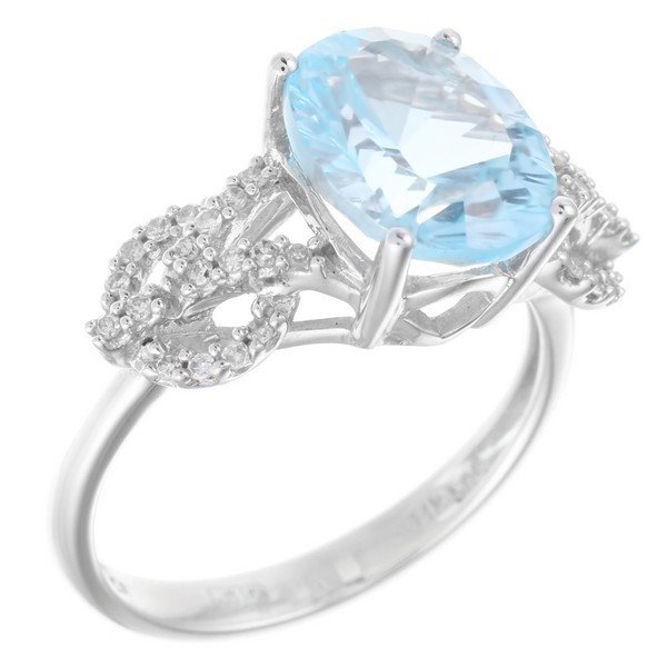 Кольцо из белого золота с бриллиантом и топазом (Арт.la0160r-w_b_bt_wg)