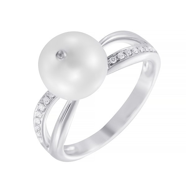 Кольцо из белого золота с бриллиантом и жемчугом (Арт.mr86417t-1_wp_wg)