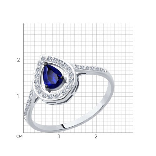 Кольцо из белого золота с бриллиантами и сапфиром (Арт.2011140)
