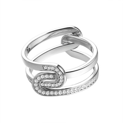 Кольцо из серебра с фианитами «Claps Flow» Fresh Jewelry (арт.CZ-R05266-X-W-X-X-W)