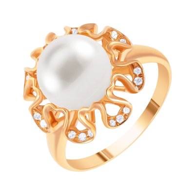 Кольцо из золота с бриллиантом и жемчугом (Арт.r01464pl4rk_wp_pink)