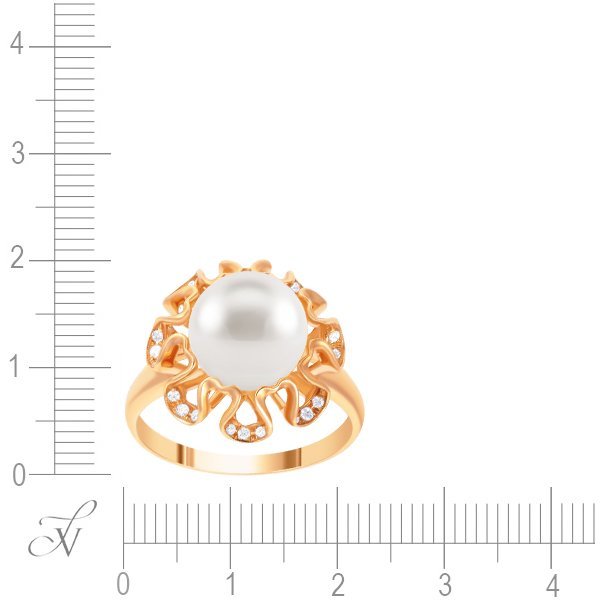 Кольцо из золота с бриллиантом и жемчугом (Арт.r01464pl4rk_wp_pink)