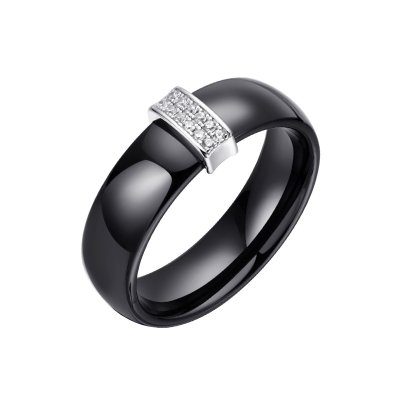Кольцо из серебра с керамикой и фианитом (Арт.tc-r00445-b-w-x-x-w)