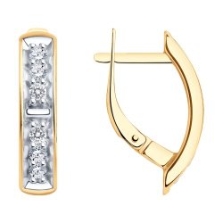 Серьги из золочёного серебра с фианитами (Арт.93-120-01544-1)