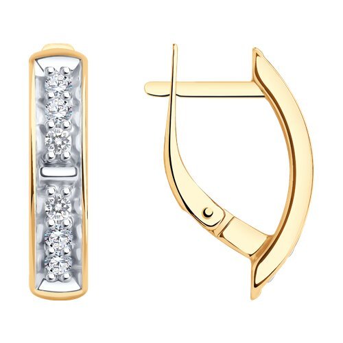 Серьги из золочёного серебра с фианитами (Арт.93-120-01544-1)