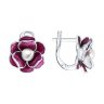 Серьги из серебра с синтетическим жемчугом и эмалью (Арт.94027279)