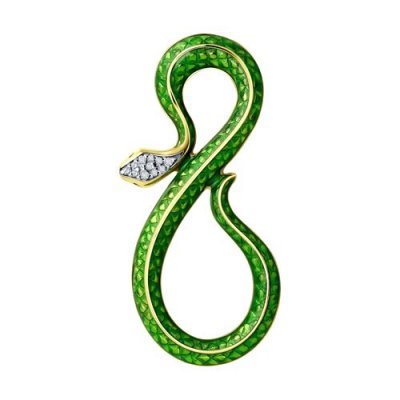 Брошь из золочёного серебра с фианитами и эмалью (Арт.93-140-01663-1)