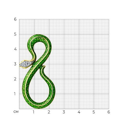 Брошь из золочёного серебра с фианитами и эмалью (Арт.93-140-01663-1)