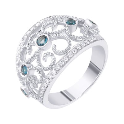 Кольцо из белого золота с бриллиантом и топазом (Арт.r36376_lt_wg)