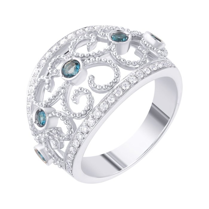 Кольцо из белого золота с бриллиантом и топазом (Арт.r36376_lt_wg)