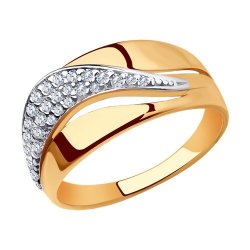 Кольцо из золочёного серебра с фианитами (Арт.93010706)