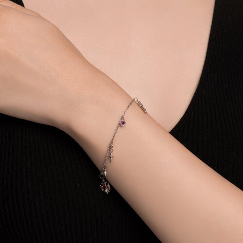 Браслет серебряный с корундом и фианитом «Алый Талисман» SOKOLOV (арт.94051196)