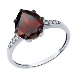 Кольцо из серебра с гранатом и фианитами (Арт.94-310-02059-2)