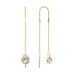 Серьги из золочёного серебра с фианитами (Арт.93021046)