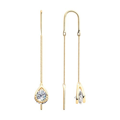 Серьги из золочёного серебра с фианитами (Арт.93021046)