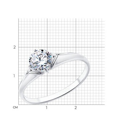 Кольцо из серебра с фианитом «Сияние чистоты» Соколов (арт.94-110-01550-1)