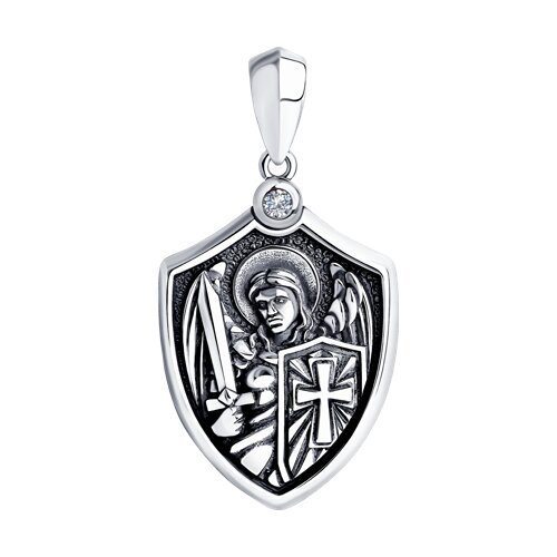 Подвеска " архангел михаил"  из серебра с фианитом (Арт.95030281)