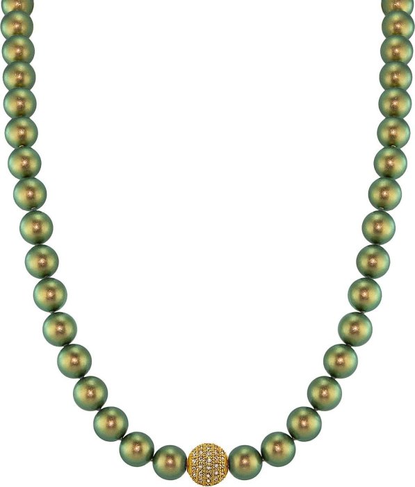 Ожерелье из серебра с жемчугом и куб. цирконием (Арт.91l-gk-26)