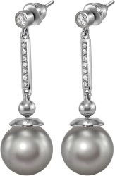 Серьги из серебра с жемчугом и кристаллом swarovski (Арт.aas-6-b-12-30-s)