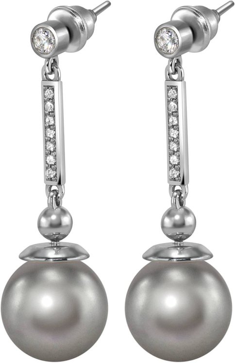 Серьги из серебра с жемчугом и кристаллом swarovski (Арт.aas-6-b-12-30-s)